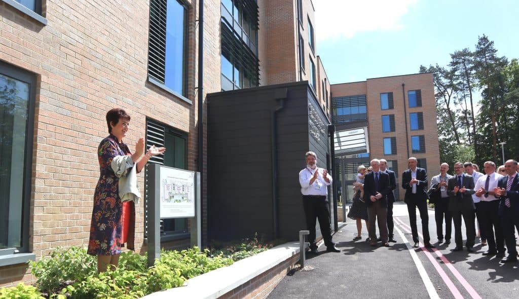 Modern office building with outdoor presentation in Suffolk.