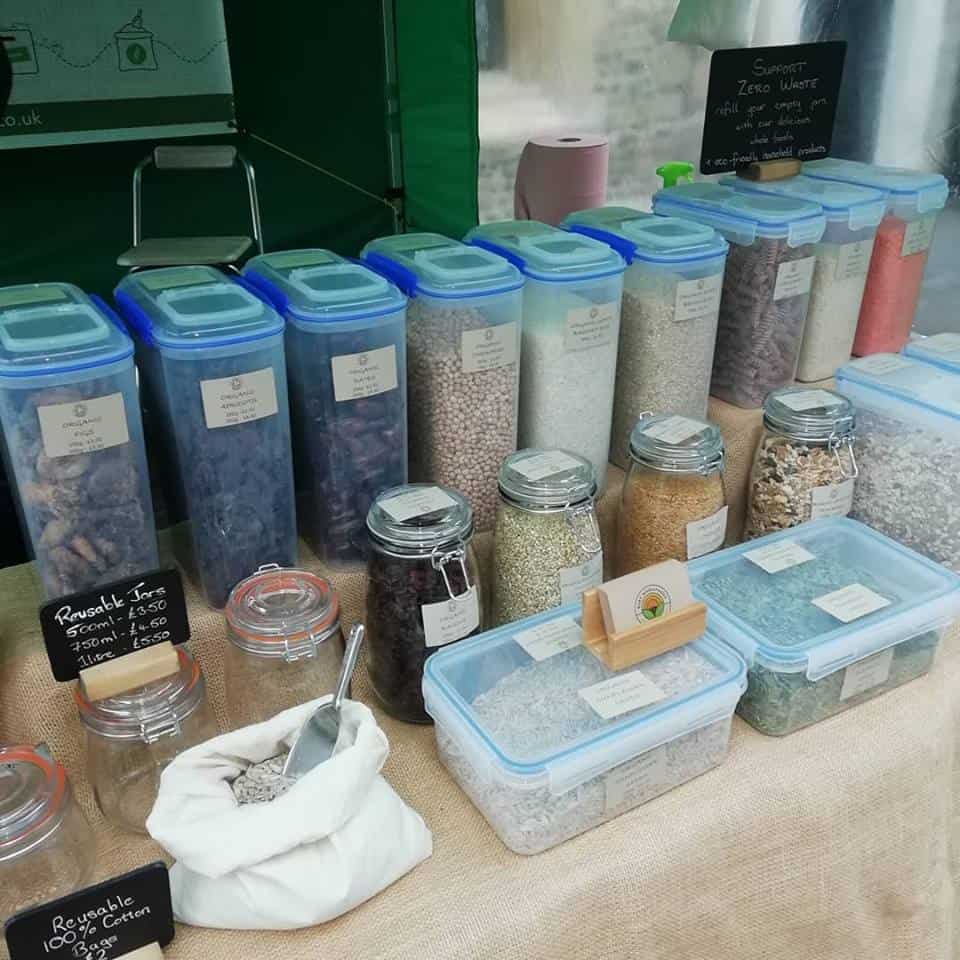 Bulk store offering zero waste, eco-friendly reusable containers and grains in Suffolk.