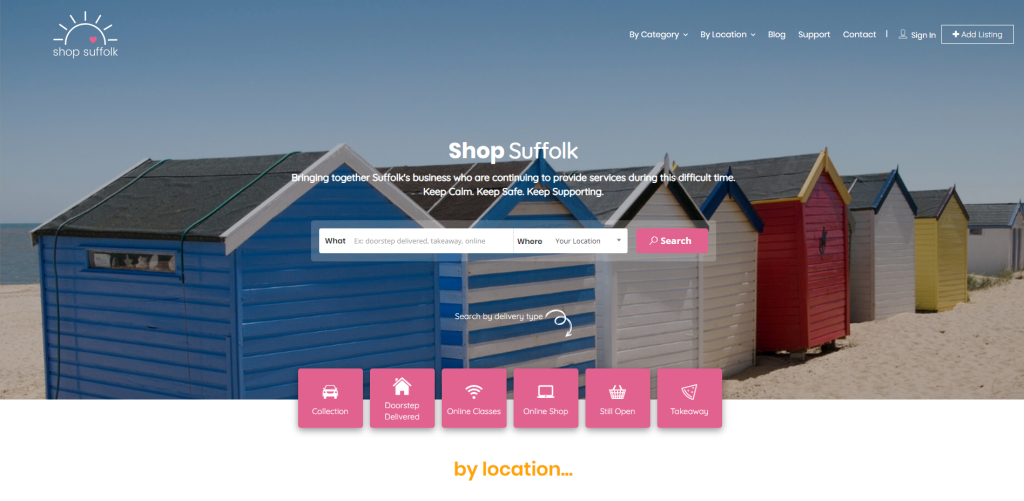 Beach huts along Suffolk coast for leisure and relaxation.