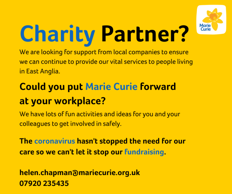 Support Marie Curie charity at your workplace to help East Anglia patients and families.