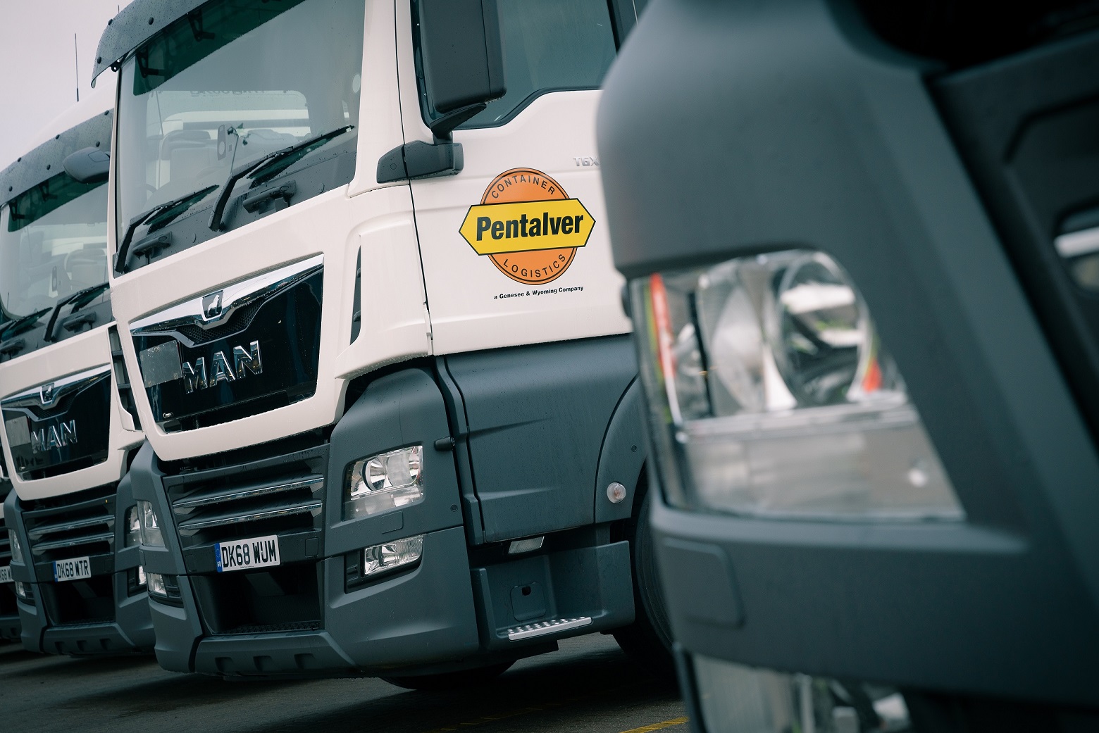 Suffolk Business trucks including Pentalver logistics vehicles in a fleet.