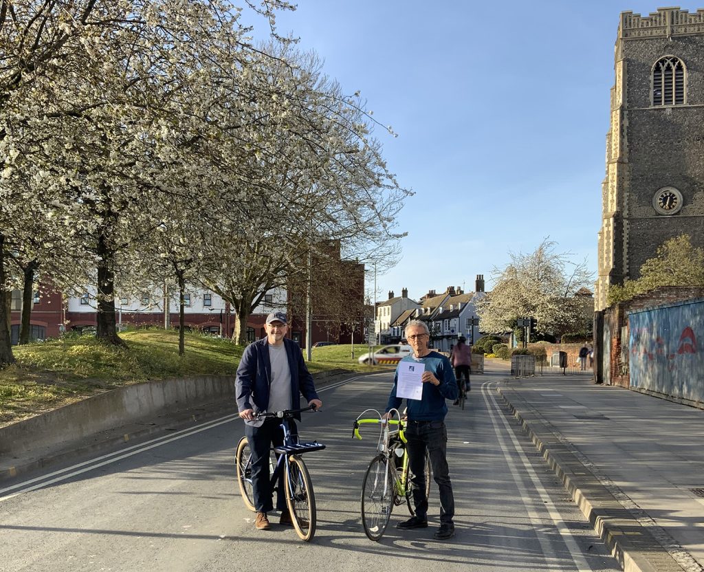 Leo Borwick, left, of Cycle Ipswich and Ian Seeley of Ellisons Solicitors