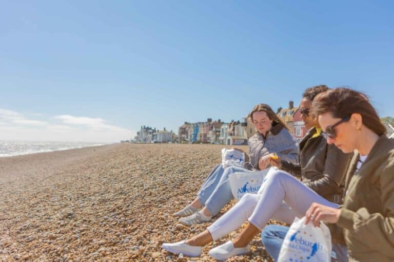 Suffolk coast, Aldeburgh beach, fish and chips